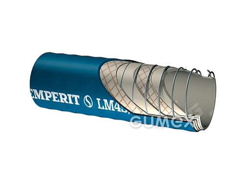 Potravinová tlakonasávacia hadica na tekuté požívatiny LM4S/SF1500, 25/37mm, 10bar/-0,9bar, NBR/NVC, -35°C/+95°C (krátkodobo +130°C), modrá